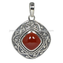 El último diseño 2017 rojo Onyx piedras preciosas 925 colgante de plata sólida